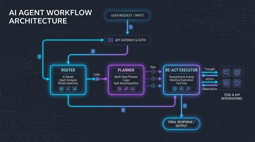 Autonomous AI Agent Workflows: ReAct, Plan-and-Solve, and Directed Acyclic Graph Routing
