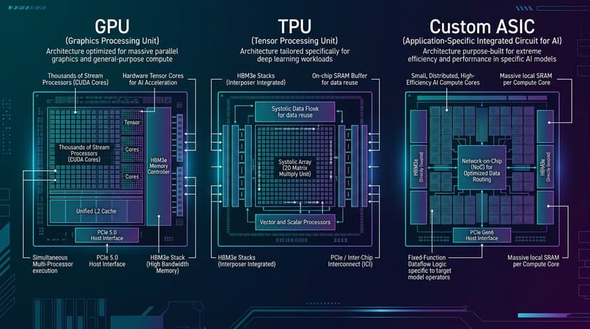Hardware Acceleration: TPUs vs GPUs vs custom ASICs for Inference